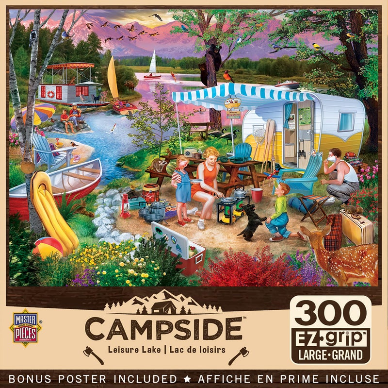 MasterPieces - 300 Piece Jigsaw Puzzle, Large EZ Grip Shapes, Leisure Lake, Fun for Adults, Seniors, Family, Kids, Non-Glare Finish, 18"x24" - Image 1
