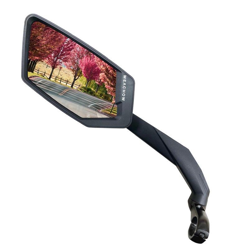 MEACHOW 2024 NEW Handlebar Bike Mirror Scratch Resistant Glass Lens UltraHD Ebike Mirror Bicycle Mirror Silver Left Side ME015LS