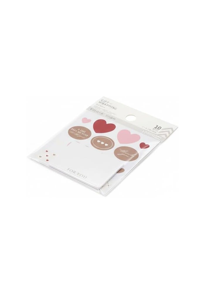 Daiso Heart-Shaped Gift Cards with Stickers | 10 Pieces | Decorative Message Tags for Gifts & Craft Projects - Image 2