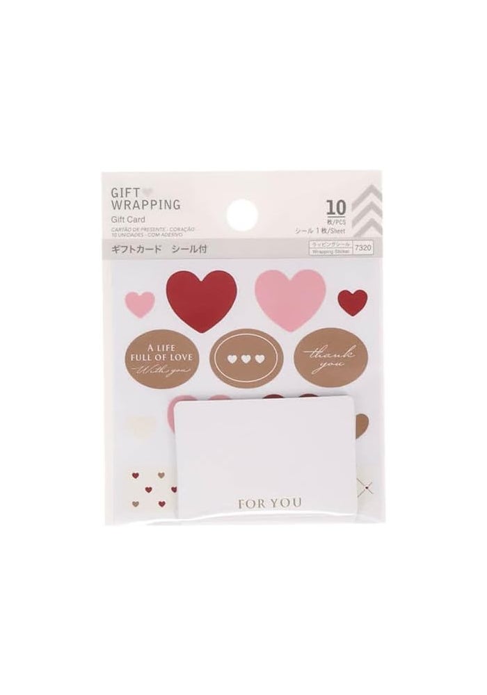 Daiso Heart-Shaped Gift Cards with Stickers | 10 Pieces | Decorative Message Tags for Gifts & Craft Projects - Image 1