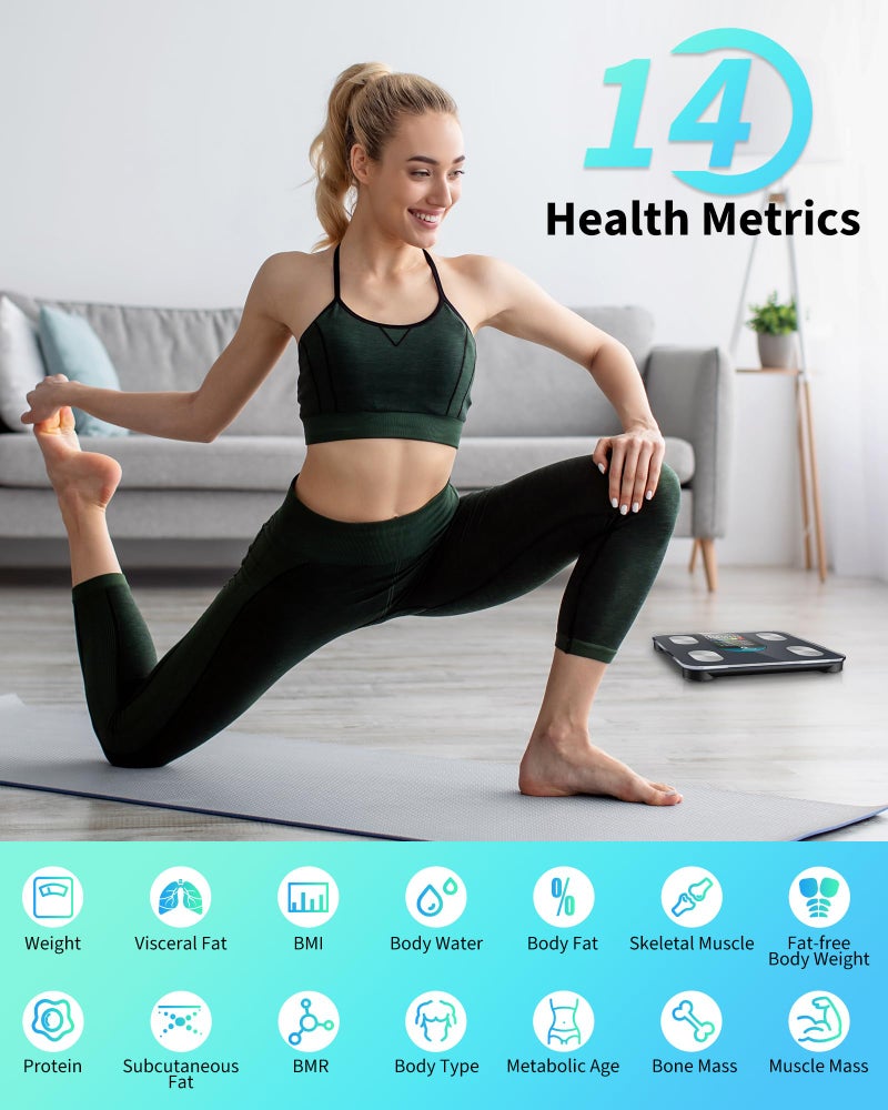 arboleaf Smart Scale for Body Weight and Fat, High-Precision Digital Bathroom Scale with 4-Electrode BIA, 7-in-1 Display for BMI Body Fat Muscle Mass, 14 Metrics in App, Trend Tracking, Max 400lb - Image 3