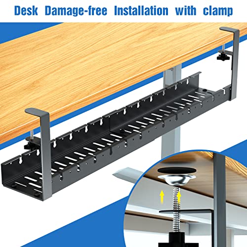 BIWIST No Drilling Extendable Under Desk Cable Management, Metal Cable Management Tray Under Desk with Clamp, Retractable Power Strip Cord Holder for Wire Management 31Inch(1 Pack Black Extendable 31') - Image 5