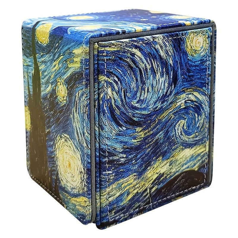 Blue Synthetic Leather Card Collection Box Holds 200 Cards Flip Top Closure Suitable For Game Cards - Image 3