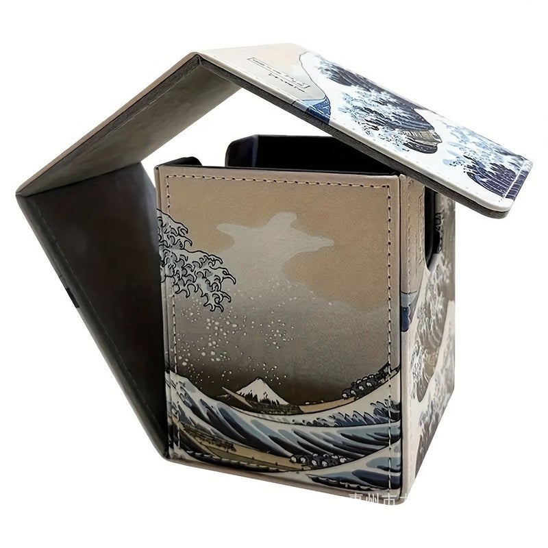 Blue Synthetic Leather Card Collection Box Holds 200 Cards Flip Top Closure Suitable For Game Cards - Image 5