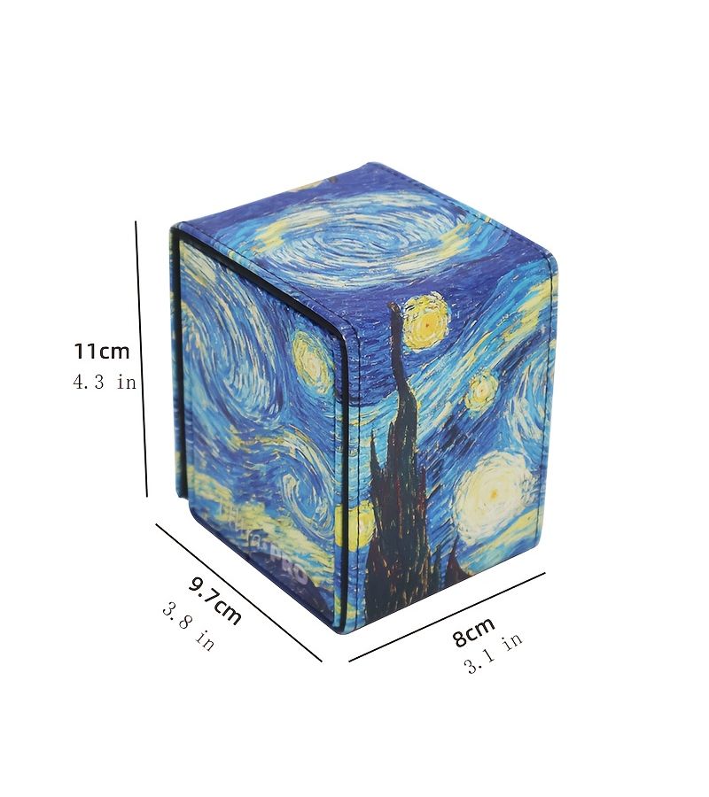 Blue Synthetic Leather Card Collection Box Holds 200 Cards Flip Top Closure Suitable For Game Cards - Image 2
