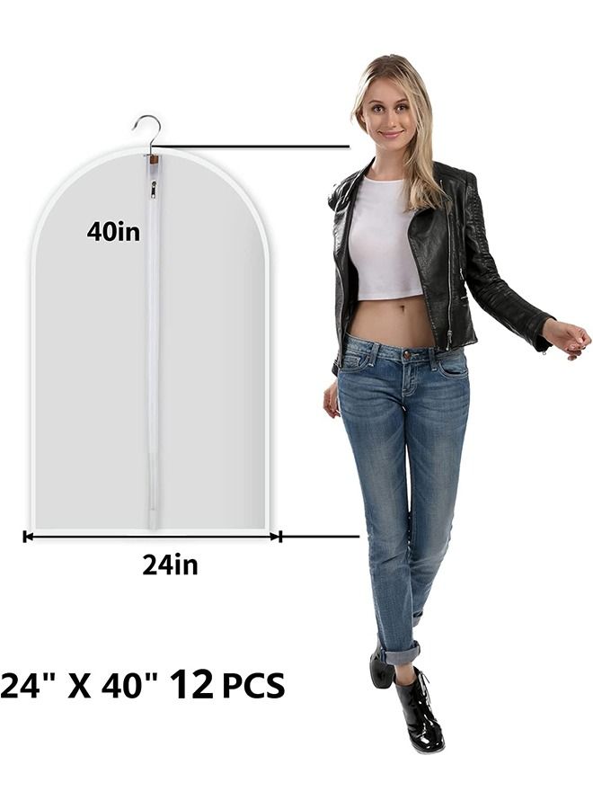 CityRiya-Long Garment Bags Clothes Covers Breathable Dress Bag Dust Proof Suit Protector for Storage, Plastic Garment Bags with Zipper for Hanging Long Dress, Robes, Bags, Coat 12 Pack(24'' x 40'') - Image 2