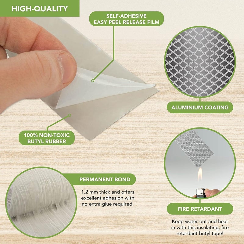 DOCOSS -Adhesive Waterproof Tape for Roof and Pipe Leakage Repair Heavy Duty Aluminium & Butyl Sealant for Water Tank,Ducts- Leak Proof,Waterproofing Tape (Diamond Aluminium(5cmx5m) - Image 5