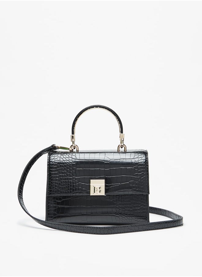 Flora Bella By Shoexpress - Women Textured Satchel Bag with Detachable Strap and Flap Closure - Image 1