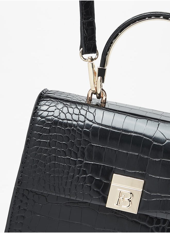 Flora Bella By Shoexpress - Women Textured Satchel Bag with Detachable Strap and Flap Closure - Image 1