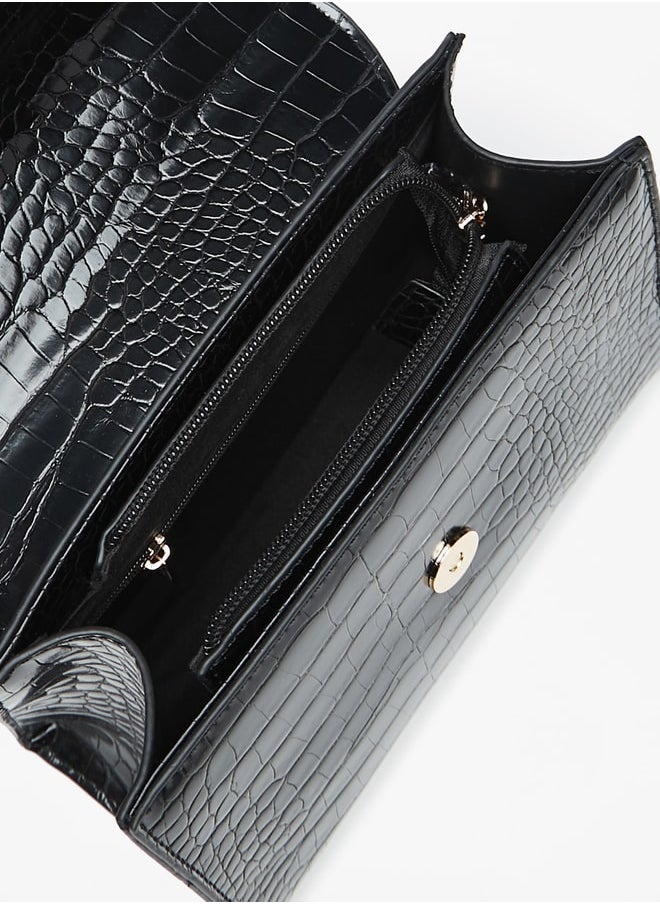 Flora Bella By Shoexpress - Women Textured Satchel Bag with Detachable Strap and Flap Closure - Image 1
