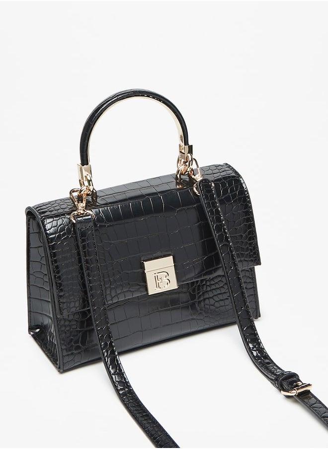 Flora Bella By Shoexpress - Women Textured Satchel Bag with Detachable Strap and Flap Closure - Image 1