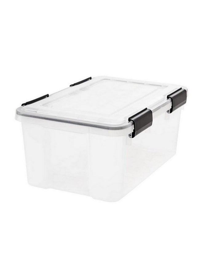 IRIS Rectangular Storage Tote Box Clear and Black 19 Quart 0536102  - Image 1