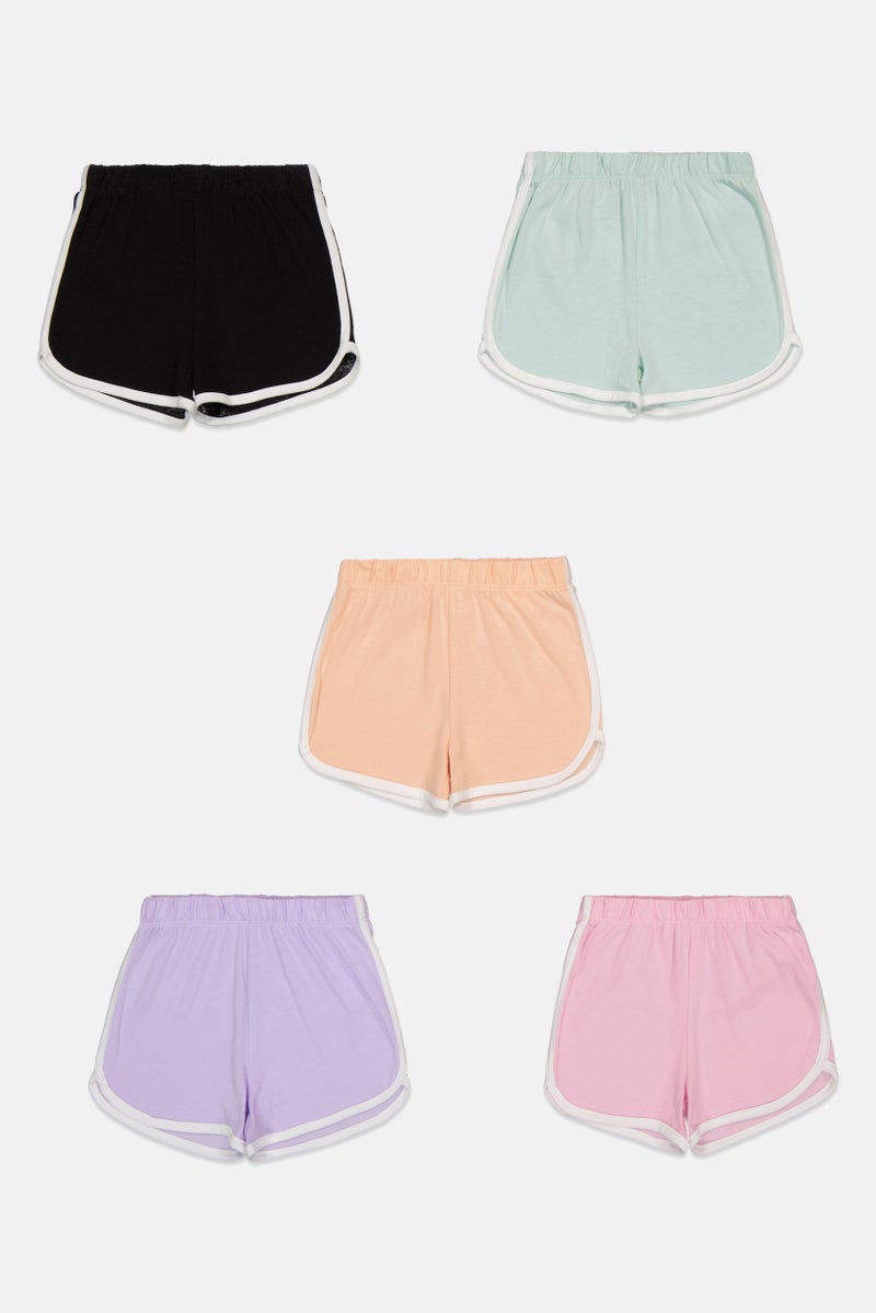 The Children's Place Toddlers Girl 5 Pcs Solid Basic Shorts, Multicolor - Image 2
