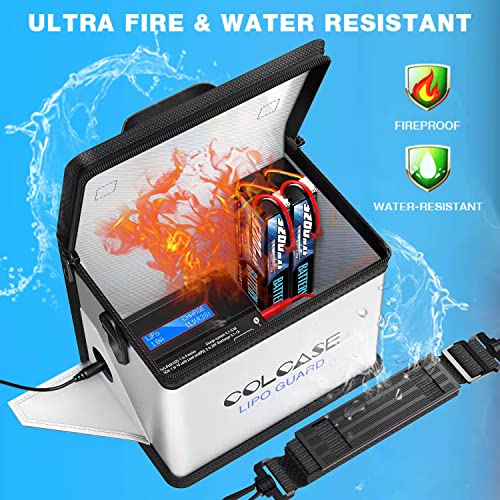 COLCASE Fireproof Explosionproof Lipo Safe Bag for Lipo Battery Storage and Charging, Large Space Highly Sturdy Double Zipper Lipo Battery Guard (8.46x5.7x6.5 in) - Image 2
