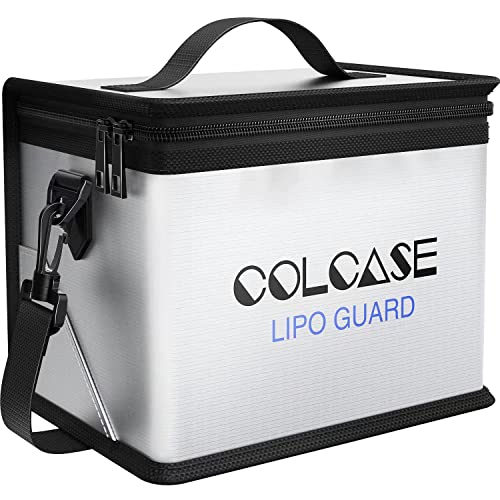 COLCASE Fireproof Explosionproof Lipo Safe Bag for Lipo Battery Storage and Charging, Large Space Highly Sturdy Double Zipper Lipo Battery Guard (8.46x5.7x6.5 in) - Image 1
