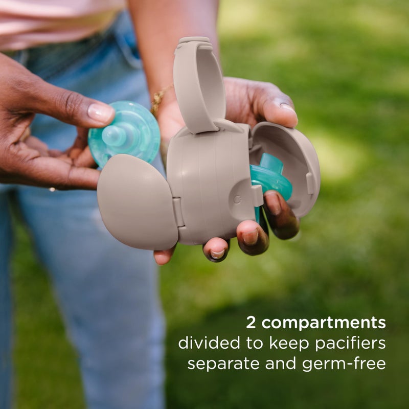 Ubbi On-The-Go Dual Pacifier Holder, Keep's Baby's Binkies Clean and Accessible, Portable for Travel, Diaper Bag Accessory Must Have for Newborns, Taupe - Image 3