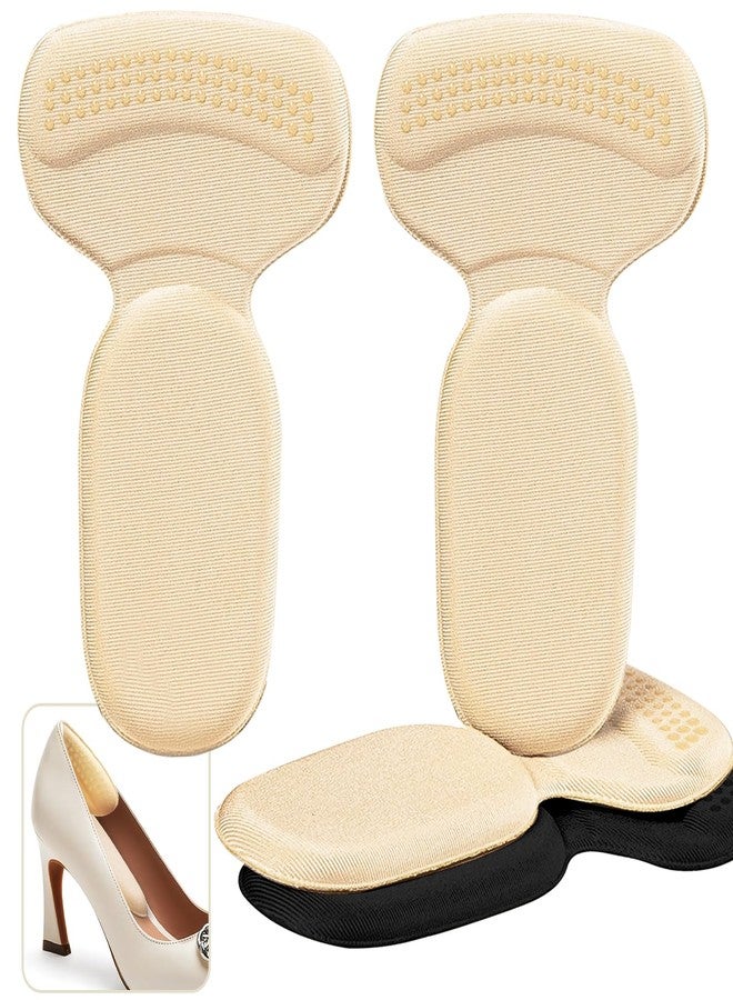 PHIXBEAR Heel Pads for Big & Loose Shoes, Pain Relief, Stop Slip and Blister, Large Grips Cushion Inserts to Make Men & Women Shoes Smaller Tighter (4 Pairs) 2 Apricot 2 Black - Image 1