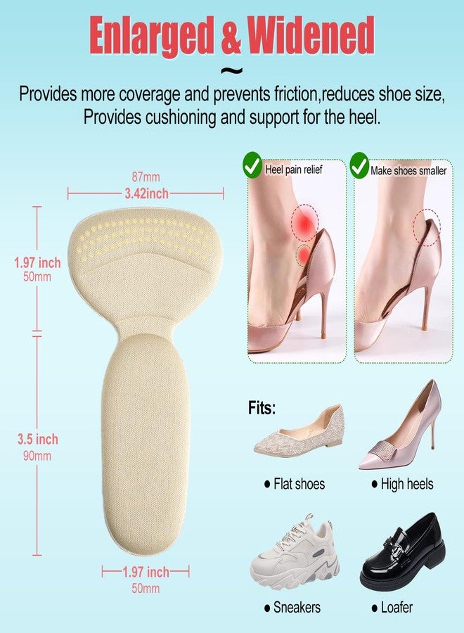 PHIXBEAR Heel Pads for Big & Loose Shoes, Pain Relief, Stop Slip and Blister, Large Grips Cushion Inserts to Make Men & Women Shoes Smaller Tighter (4 Pairs) 2 Apricot 2 Black - Image 2