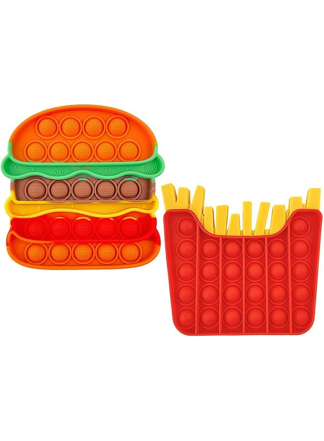 FunBlast Pop It - Popit Game, Poppet for Kids, Pop It Toy, Pop It Toys for Kids, Burger with Fries Pop it Fidget, Pop It Fidget Toy, Pop It Big (Pack of 2 Pcs) - Image 1
