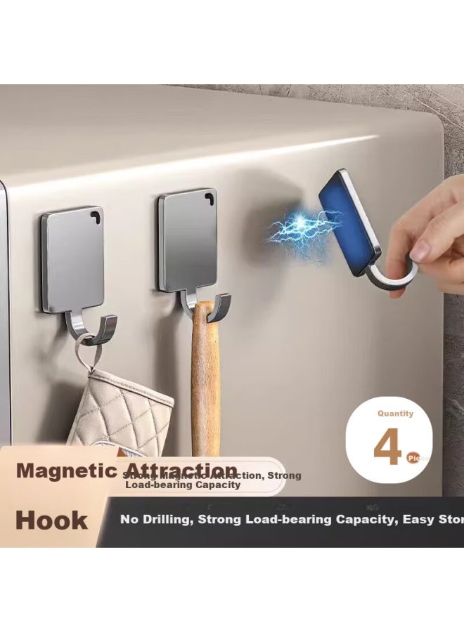 Additive Degree Magnetic Hooks For Kitchen Refrigerator Side, Strong Magnetic Iron Stone Hooks, Traceless Adhesive Hooks For Hanging Pots And Spatulas Without Drilling, Household Utensil Rack - Image 1
