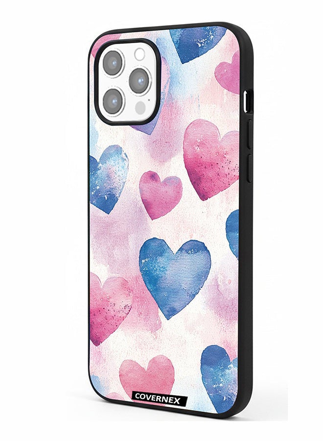 Covernex Apple iPhone 12 Pro Max Protective Case Cover Printed Featuring Watercolor Soft Heart Pattern - Image 1