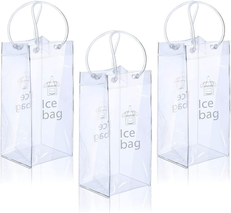 IFWELL Ice Wine Bag Portable Collapsible Clear Wine Pouch Cooler with Handle for Party,Outdoor,Champagne,Cold Beer,White Wine,Chilled Beverages,Iced Drinks 3 Pack (3) - Image 1