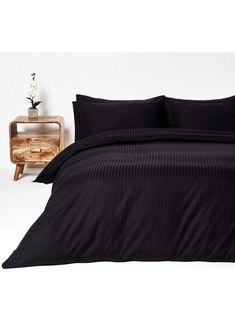 Caqqa Caqqa Black Series Black Satin Double Striped Duvet Cover Set