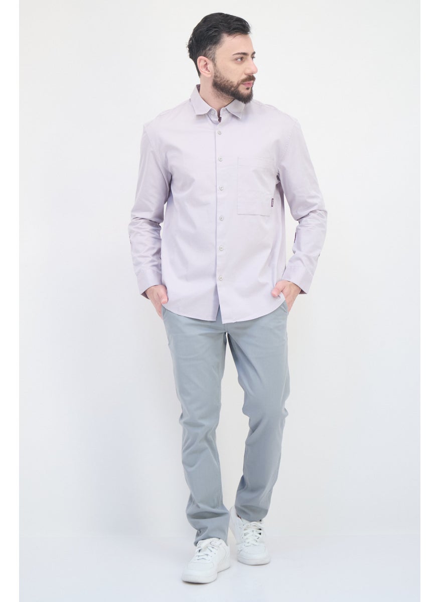 Selected Homme Men Drop Shoulder Fit Solid Long Sleeves Casual Shirts, Grey  - Image 4
