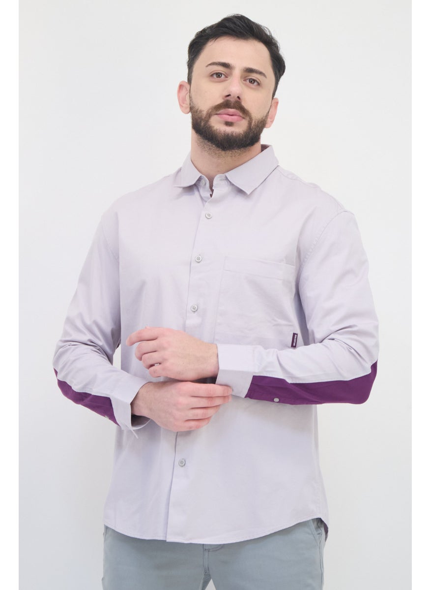 Selected Homme Men Drop Shoulder Fit Solid Long Sleeves Casual Shirts, Grey  - Image 1