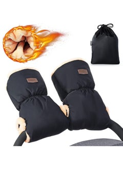 Orzbow Faux Sheepskin Gloves For Stroller, Universal Winter Anti-Freeze Stroller Mittens, Waterproof Warm Extra Thick Handmuff For Stroller Accessories, Black  - Image 1