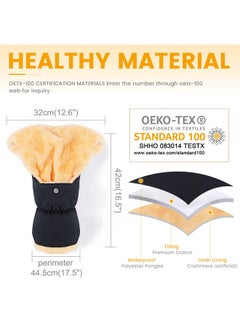 Orzbow Faux Sheepskin Gloves For Stroller, Universal Winter Anti-Freeze Stroller Mittens, Waterproof Warm Extra Thick Handmuff For Stroller Accessories, Black  - Image 3