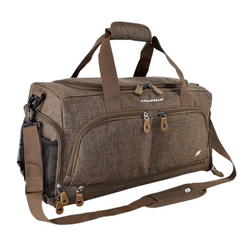 FocusGear Ultimate Gym Bag 2.0: The Durable Crowdsource Designed Duffel Bag with 10 Optimal Compartments Including Water Resistant Pouch (Brown, Medium (20")) - Image 1
