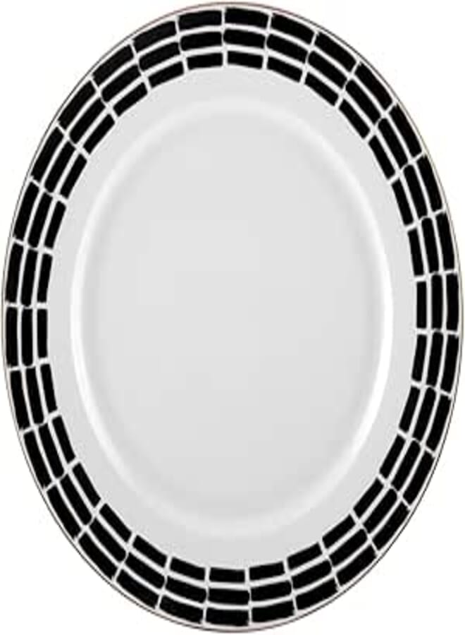 Karaca | Monstera Porcelain Striped Serving Plate 27 cm