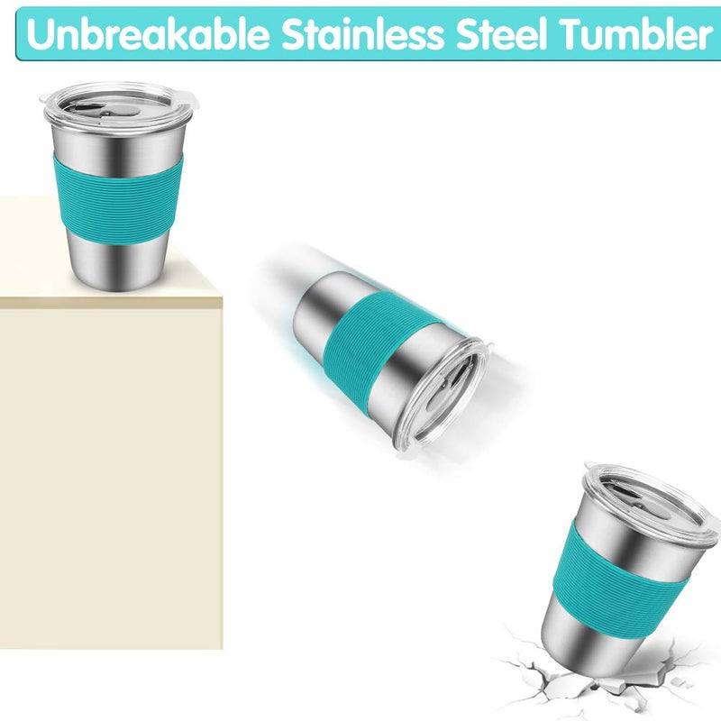 SSAWcasa Stainless Steel Kids Cups, 6 Pack 12oz Leak Proof Kids Straw Cup Sippy Tumblers with Lid and Straw, Unbreakable Water Drinking Glasses, BPA-Free Metal Mug for Toddler Children Adult Indoor Outdoor - Image 4