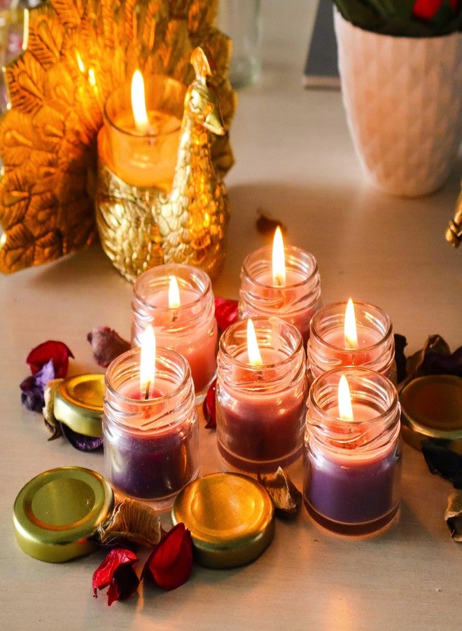 بيور سورس انديا شموع معطرة صغيرة من بيور سورس إنديا - مجموعة من 6 شموع، بدون دخان وتدوم لفترة طويلة، مثالية للإهداء والسفر وديكور المنزل (إكليل الجبل) - Image 4