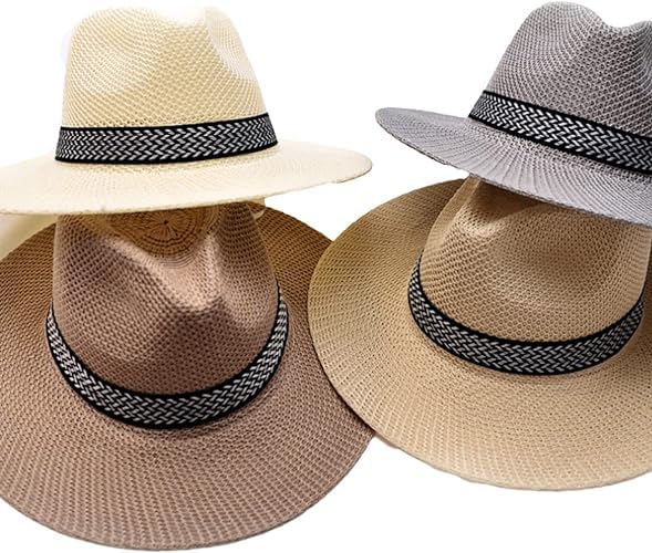CLOTHERA Straw Summer Paper Panama Jazz Beach Hats For Men & Women (Grey), Free Size - Image 3