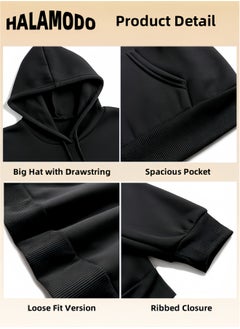 Generic Unisex Hoodies Long-Sleeved Printed Tops Casual Sweatshirts Soft Sportswear Fashion Youth Pullovers with Drawstrings and Large Pockets for Daily Wear  - Image 3