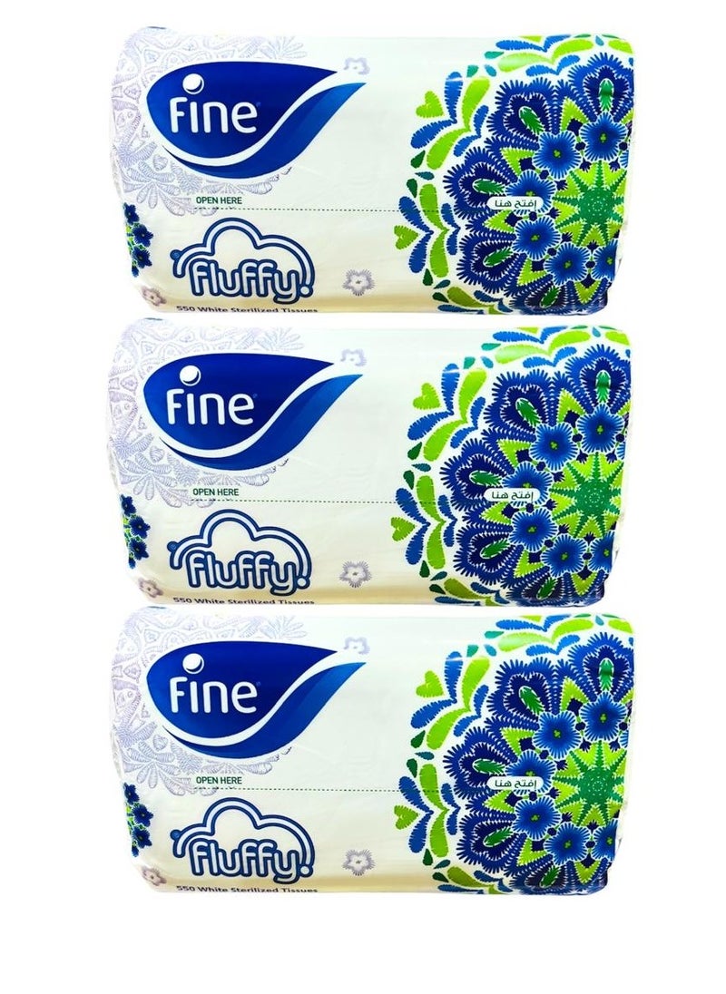 فاين - فاين فلافي عبوة مناديل ناعمة للوجه، 550 منديلًا، عبوة من 3 قطع - Image 1