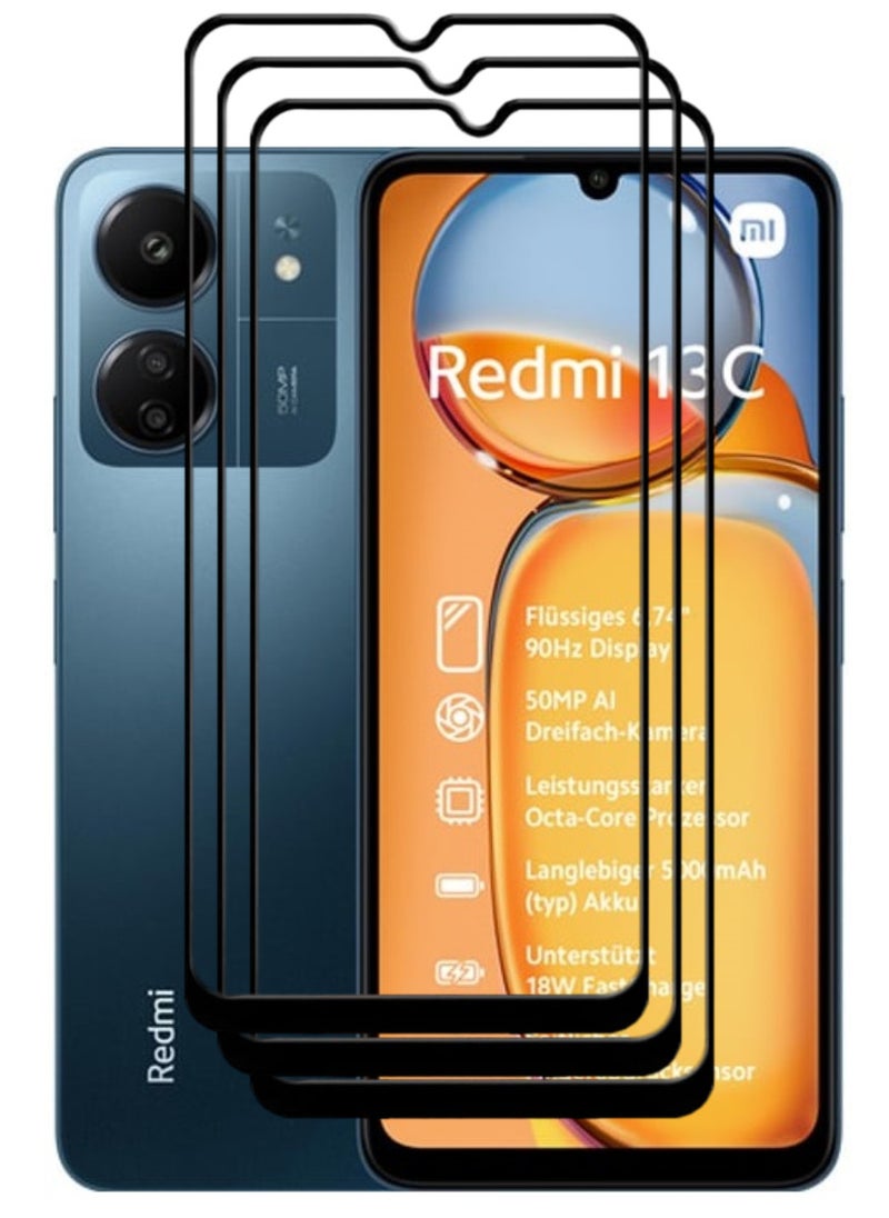 ACLIX 3 Pieces Antistatic ESD Dustproof Premium Quality High Definition Tempered Glass Screen Protector Designed For Xiaomi Redmi 13C - Image 1