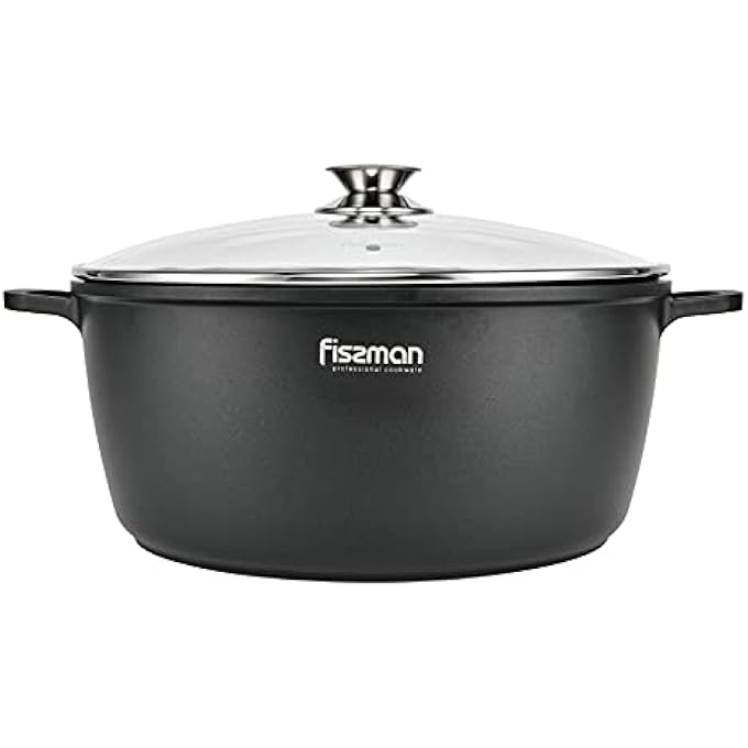 فيسمان قدر طهي جريتا مصنوع من الألومنيوم مع طلاء غير لاصق، 28 × 125 سم، 65 لتر، مع غطاء زجاجي، قدر طهي متعدد الأغراض، قدر صلصة، قدر حساء، متعدد الطبقات فائق المتانة - Image 1