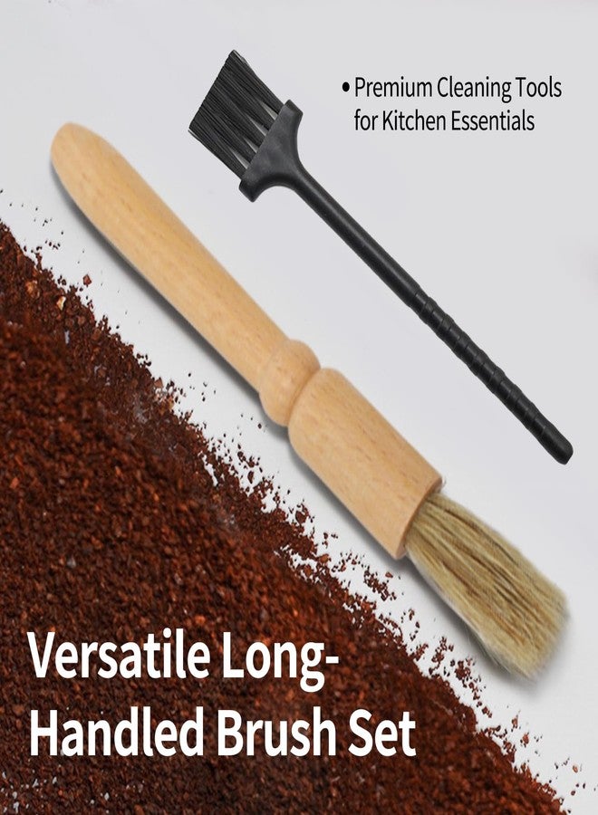 YAFIYGI 2 Pack Coffee Grinder Cleaning Brush Heavy Wood Handle Natural Bristles Dusting Espresso Brush and Nylon Espresso Machine Brush Burr Grinder Cleaner for Toaster Pollen Pot Barista Kit Tool - Image 2