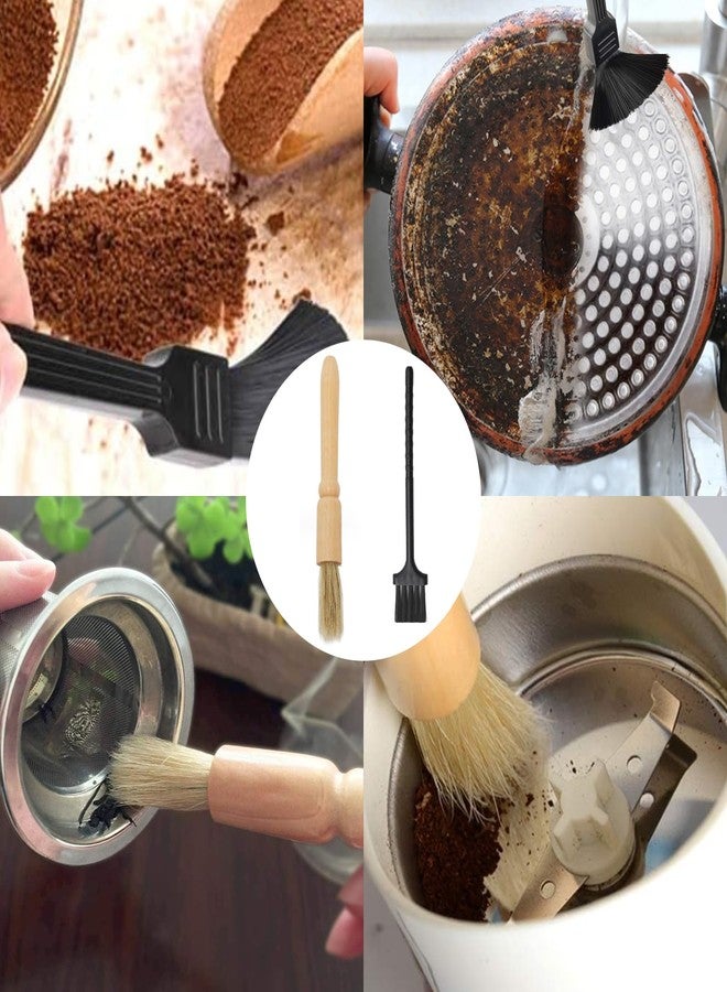 YAFIYGI 2 Pack Coffee Grinder Cleaning Brush Heavy Wood Handle Natural Bristles Dusting Espresso Brush and Nylon Espresso Machine Brush Burr Grinder Cleaner for Toaster Pollen Pot Barista Kit Tool - Image 5