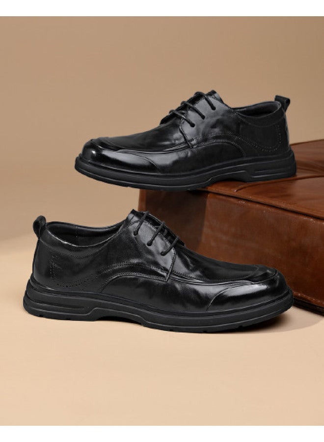 Septwolves Top Grain Leather】men's Business Casual Shoes Autumn 2025 New, Exquisite Genuine Leather Texture With Hand-scratched Pattern Dress Shoes - Image 1