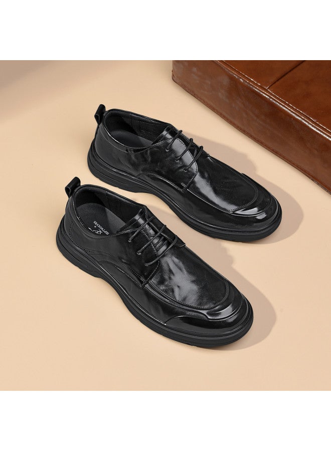 Septwolves Top Grain Leather】men's Business Casual Shoes Autumn 2025 New, Exquisite Genuine Leather Texture With Hand-scratched Pattern Dress Shoes - Image 4
