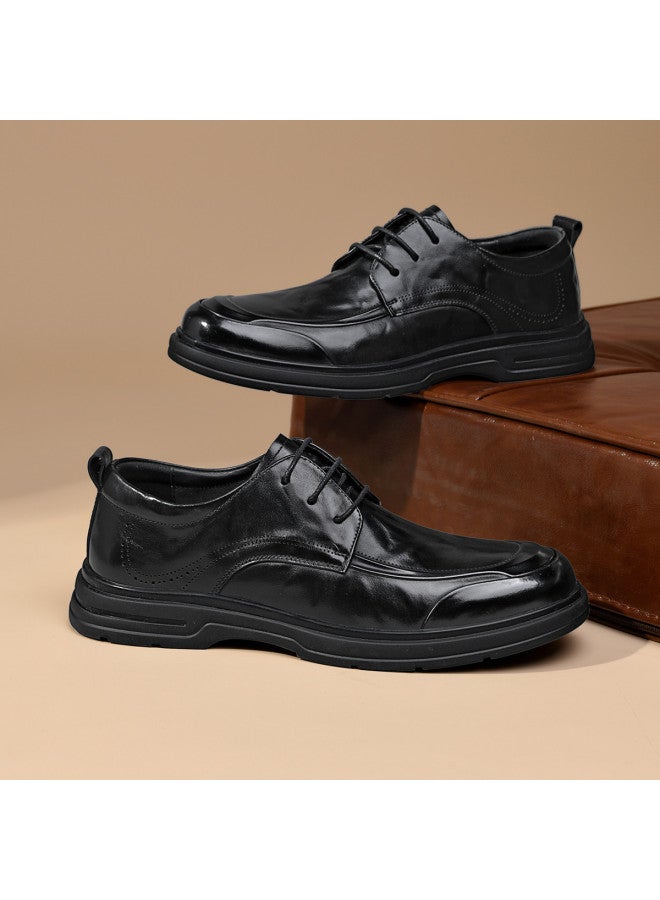 Septwolves Top Grain Leather】men's Business Casual Shoes Autumn 2025 New, Exquisite Genuine Leather Texture With Hand-scratched Pattern Dress Shoes - Image 2