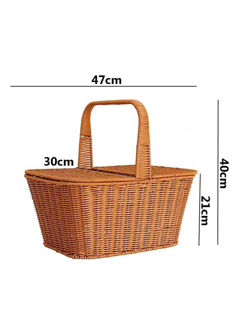 𝐅𝐅𝐃 Handmade Natural Wicker Picnic Basket – Durable, Lightweight, Spacious & Elegant Gift for Couples & Weddings - Image 2