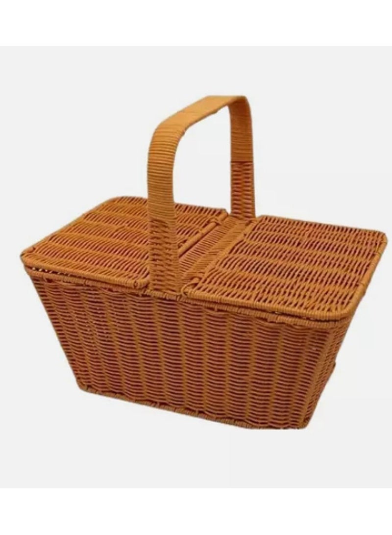 𝐅𝐅𝐃 Handmade Natural Wicker Picnic Basket – Durable, Lightweight, Spacious & Elegant Gift for Couples & Weddings - Image 1