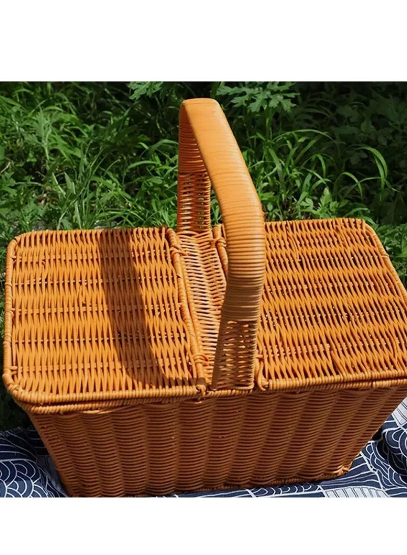 𝐅𝐅𝐃 Handmade Natural Wicker Picnic Basket – Durable, Lightweight, Spacious & Elegant Gift for Couples & Weddings - Image 3