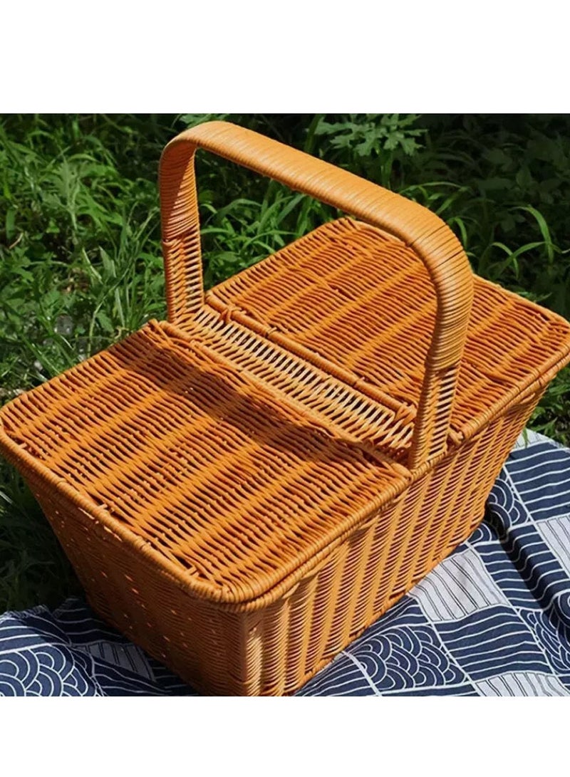 𝐅𝐅𝐃 Handmade Natural Wicker Picnic Basket – Durable, Lightweight, Spacious & Elegant Gift for Couples & Weddings - Image 4