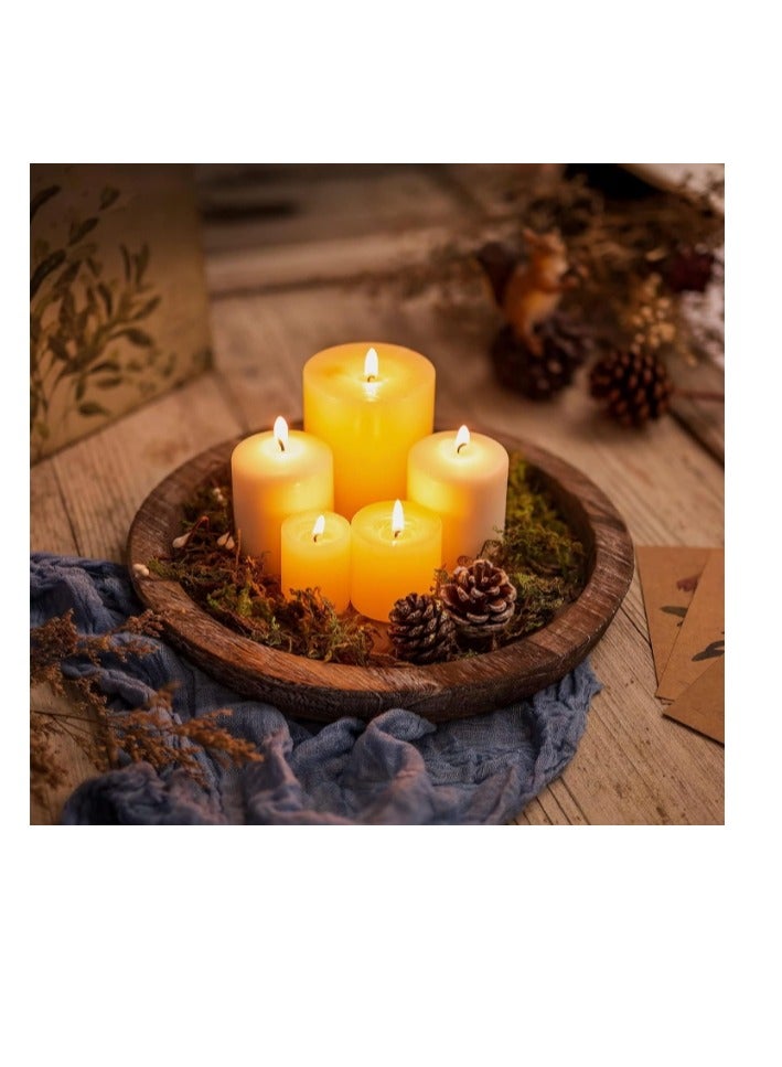 OASIS-TH 1 Pack  Rustic Wooden Serving Tray Round Wood Decorative Candle Holder, Candle Holder Tray Home Decor, Butler Farmhouse Ottoman Tray for Home Coffee Table - Lightweight and Durable 31.5CM X29.5CM X3.5CM  - Image 2
